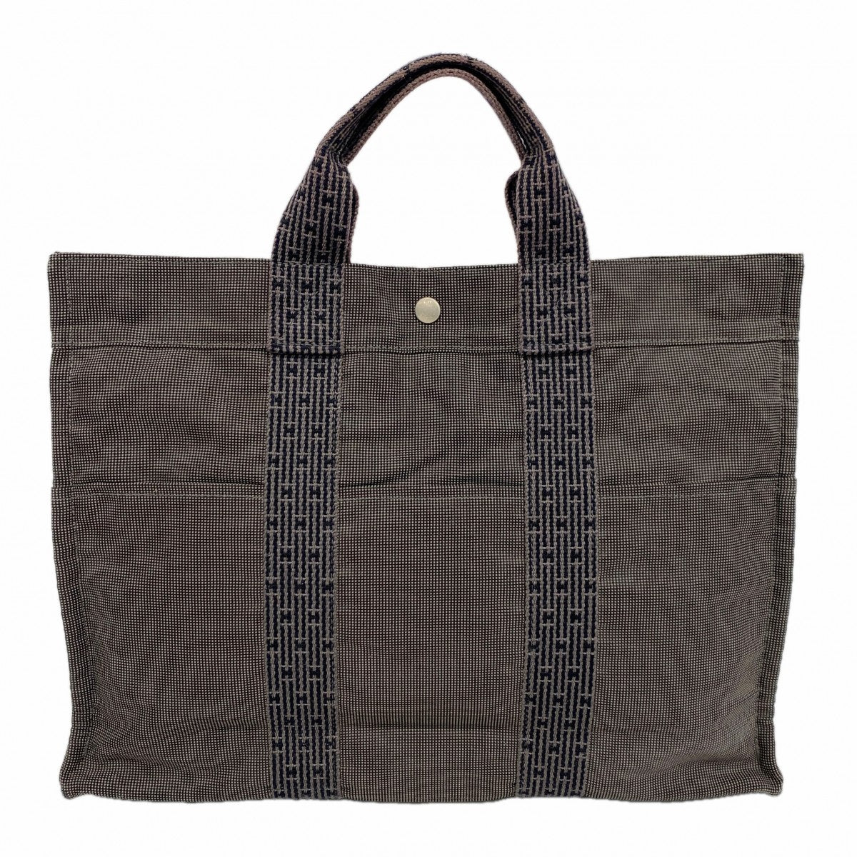 【6fd4818-k】エルメス トートバッグ エールラインMM キャンバス グレー シルバー金具【中古】メンズ レディース ユニセックス