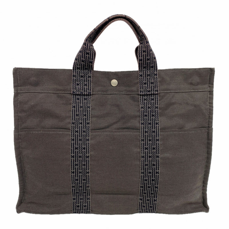 【6fd4818-k】エルメス トートバッグ エールラインMM キャンバス グレー シルバー金具【中古】メンズ レディース ユニセックス