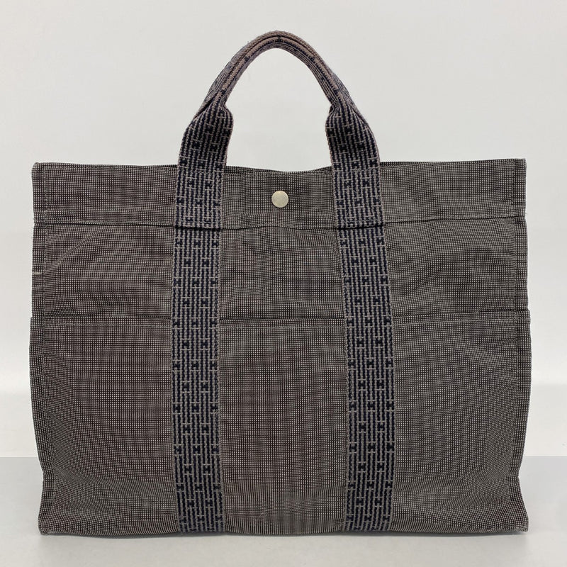 【6fd4818-k】エルメス トートバッグ エールラインMM キャンバス グレー シルバー金具【中古】メンズ レディース ユニセックス
