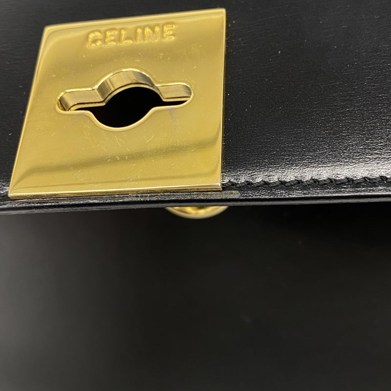 【6fd4819-k】セリーヌ ハンドバッグ レザー ブラック ゴールド金具【中古】レディース