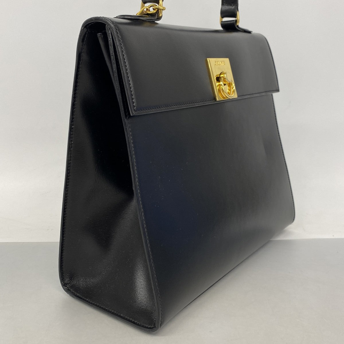 【6fd4819-k】セリーヌ ハンドバッグ レザー ブラック ゴールド金具【中古】レディース