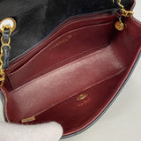 【6fd4847】シャネル ショルダーバッグ ダイアナ チェーンショルダー ラムスキン ブラック ゴールド金具【中古】レディース