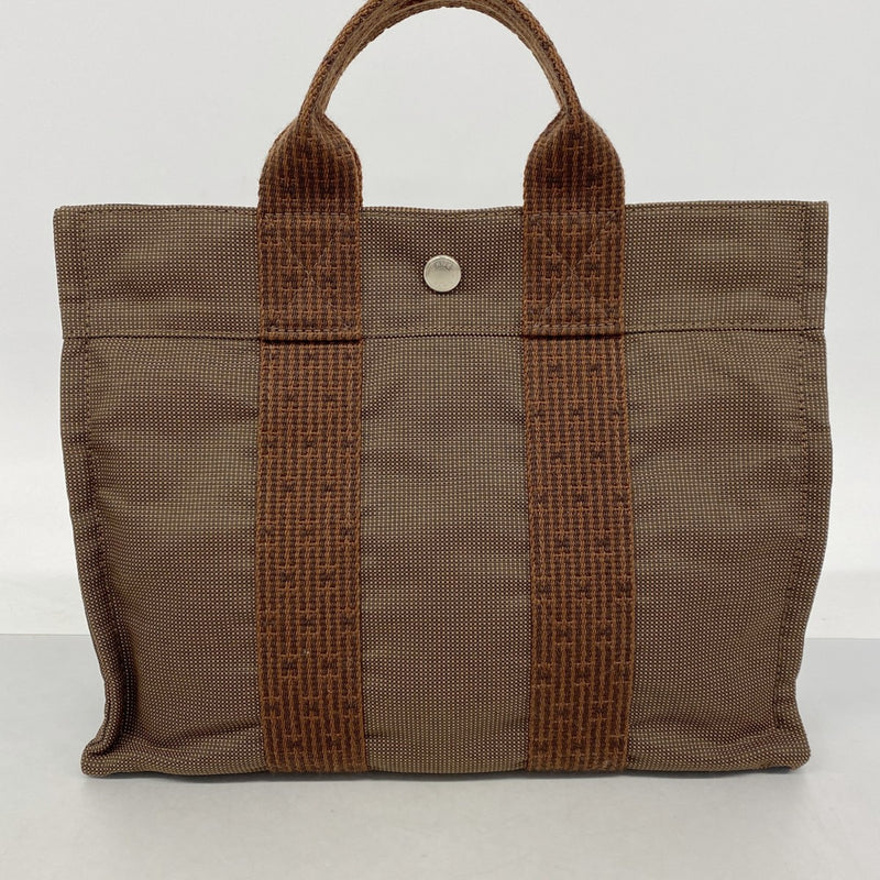 【6fd4848】エルメス トートバッグ エールラインPM キャンバス ブラウン シルバー金具【中古】メンズ レディース ユニセックス