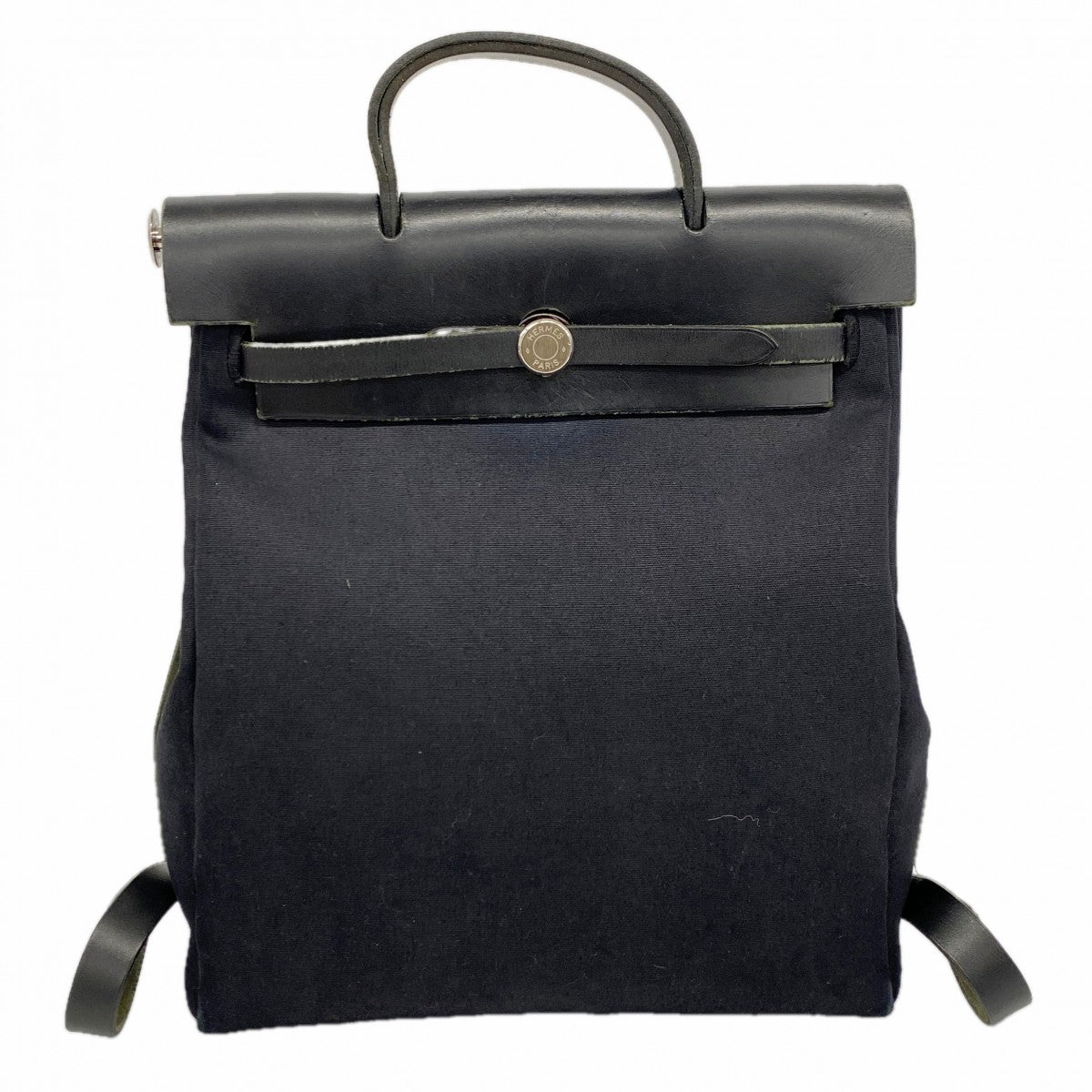【6fd4849】エルメス リュック・デイパック エールバッグアドPM トワルオフィシエ ブラック シルバー金具 □G刻印【中古】レディース