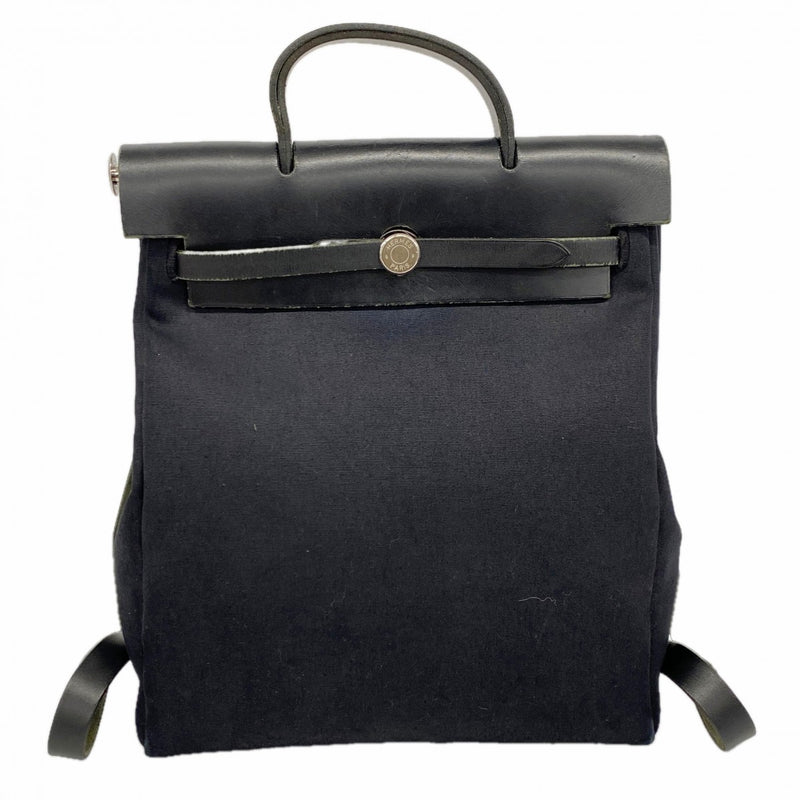 【6fd4849】エルメス リュック・デイパック エールバッグアドPM トワルオフィシエ ブラック シルバー金具 □G刻印【中古】レディース