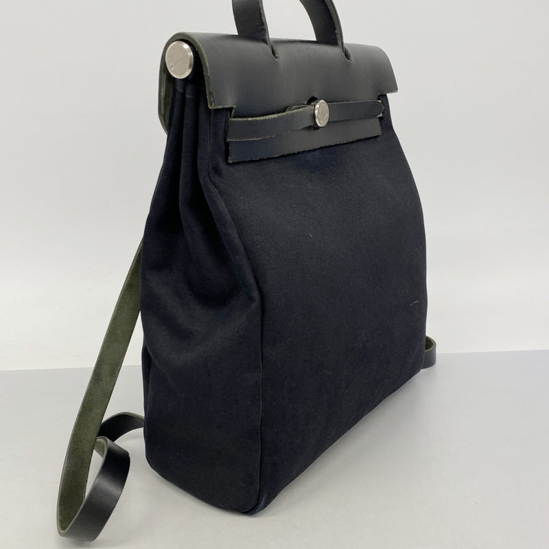 【6fd4849】エルメス リュック・デイパック エールバッグアドPM トワルオフィシエ ブラック シルバー金具 □G刻印【中古】レディース