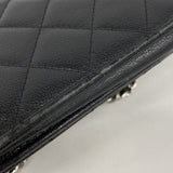 【6fd4913】シャネル ショルダーウォレット マトラッセ チェーンショルダー キャビアスキン ブラック シルバー金具【中古】レディース