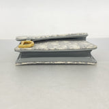 【6fd4927】クリスチャンディオール カードケース オブリーク サドル キャンバス グレー ゴールド金具【中古】レディース
