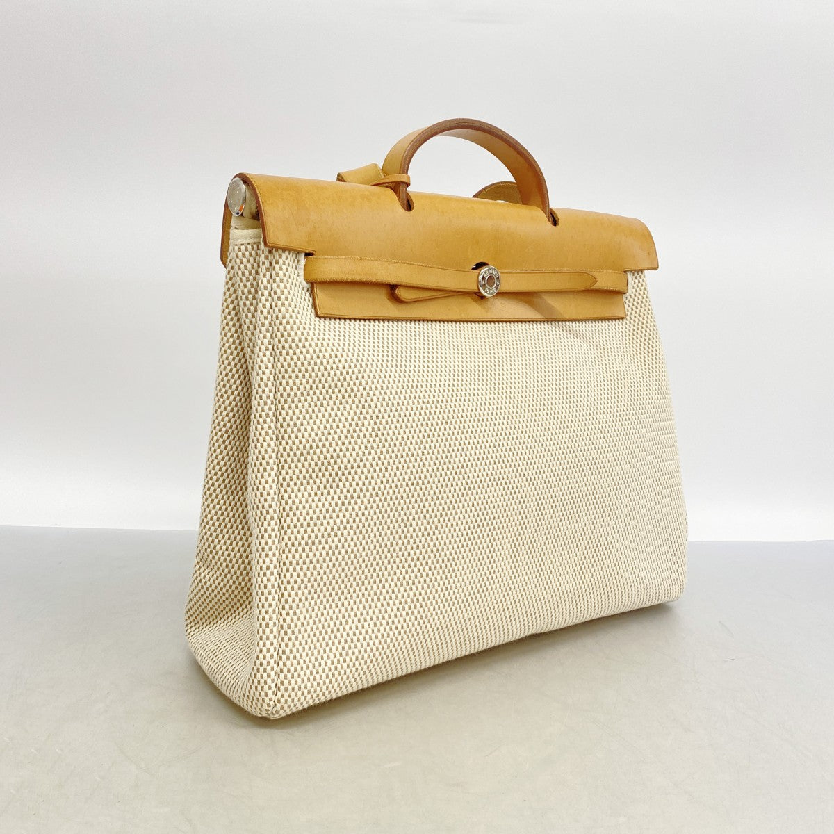 【6fd4946】エルメス ハンドバッグ エールバッグPM トワルGM ナチュラル シルバー金具 □G刻印 2wayバッグ【中古】メンズ レディース ユニセックス