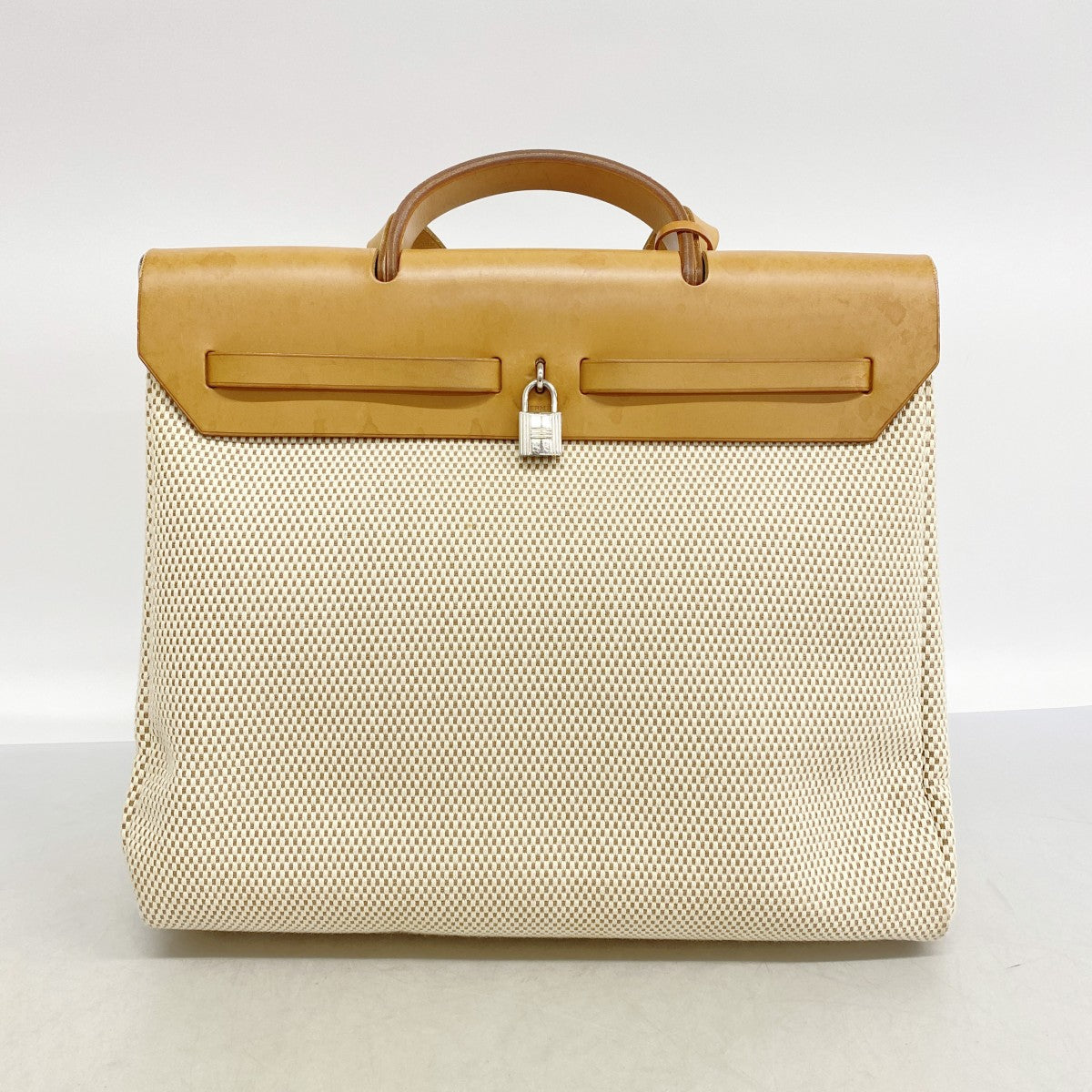 【6fd4946】エルメス ハンドバッグ エールバッグPM トワルGM ナチュラル シルバー金具 □G刻印 2wayバッグ【中古】メンズ レディース ユニセックス
