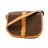 【6fd4956-k】セリーヌ ショルダーバッグ マカダム PVC ブラウン ゴールド金具【中古】レディース