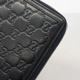 【6fd4959-k】グッチ 長財布 グッチシマ 336298 レザー ネイビー シルバー金具【中古】メンズ