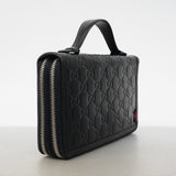 【6fd4959-k】グッチ 長財布 グッチシマ 336298 レザー ネイビー シルバー金具【中古】メンズ