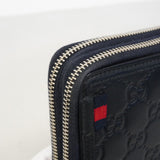 【6fd4959-k】グッチ 長財布 グッチシマ 336298 レザー ネイビー シルバー金具【中古】メンズ