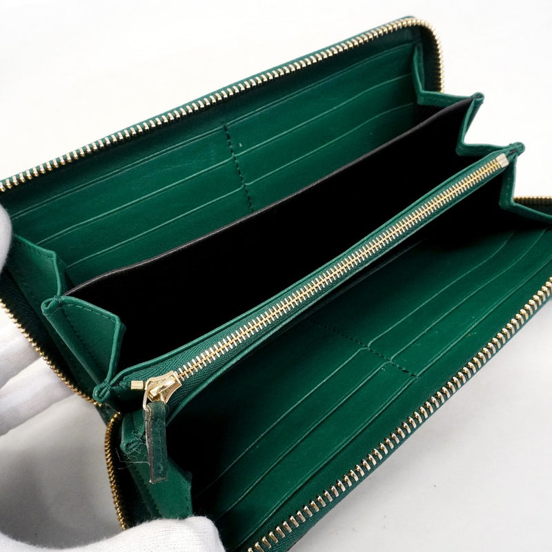 【6fd4960-k】グッチ 長財布 バンブー 307984 パイソン ブラウン グリーン ゴールド金具【中古】レディース