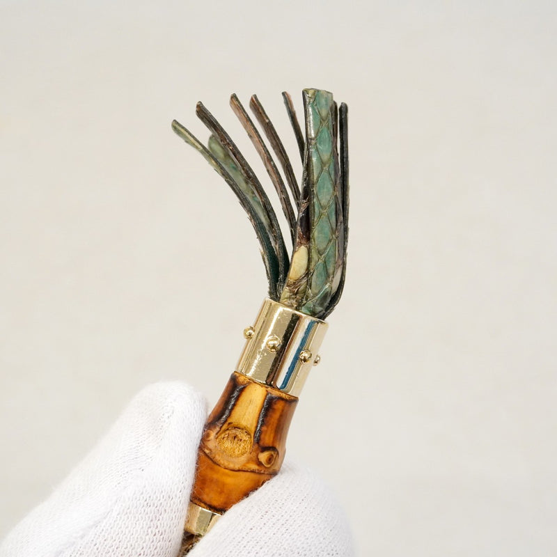 【6fd4960-k】グッチ 長財布 バンブー 307984 パイソン ブラウン グリーン ゴールド金具【中古】レディース