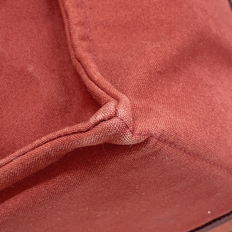 【6fd4985-k】エルメス トートバッグ フールトゥGM キャンバス レッド シルバー金具【中古】メンズ レディース ユニセックス