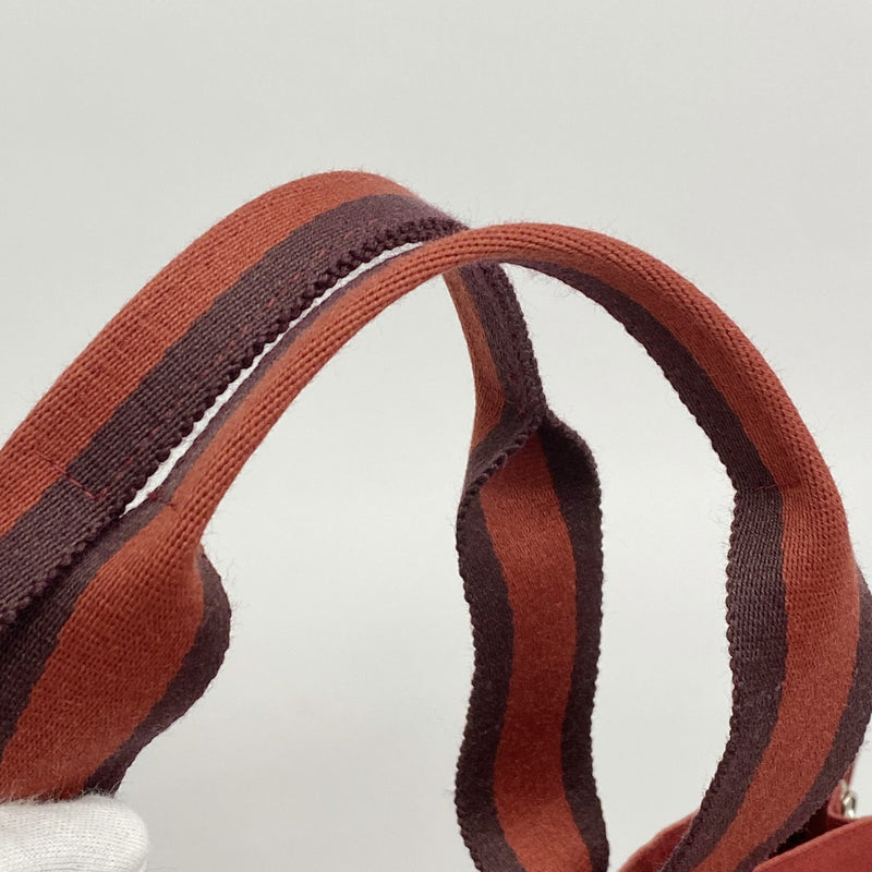【6fd4985-k】エルメス トートバッグ フールトゥGM キャンバス レッド シルバー金具【中古】メンズ レディース ユニセックス