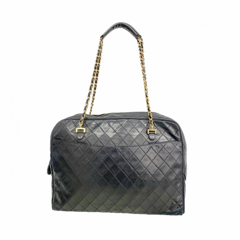 【6fd4987-k】シャネル ショルダーバッグ マトラッセ チェーンショルダー ラムスキン ブラック ゴールド金具【中古】レディース