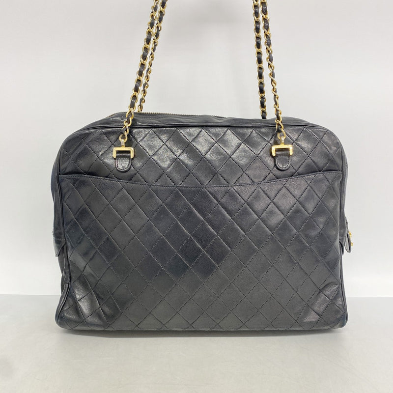 【6fd4987-k】シャネル ショルダーバッグ マトラッセ チェーンショルダー ラムスキン ブラック ゴールド金具【中古】レディース