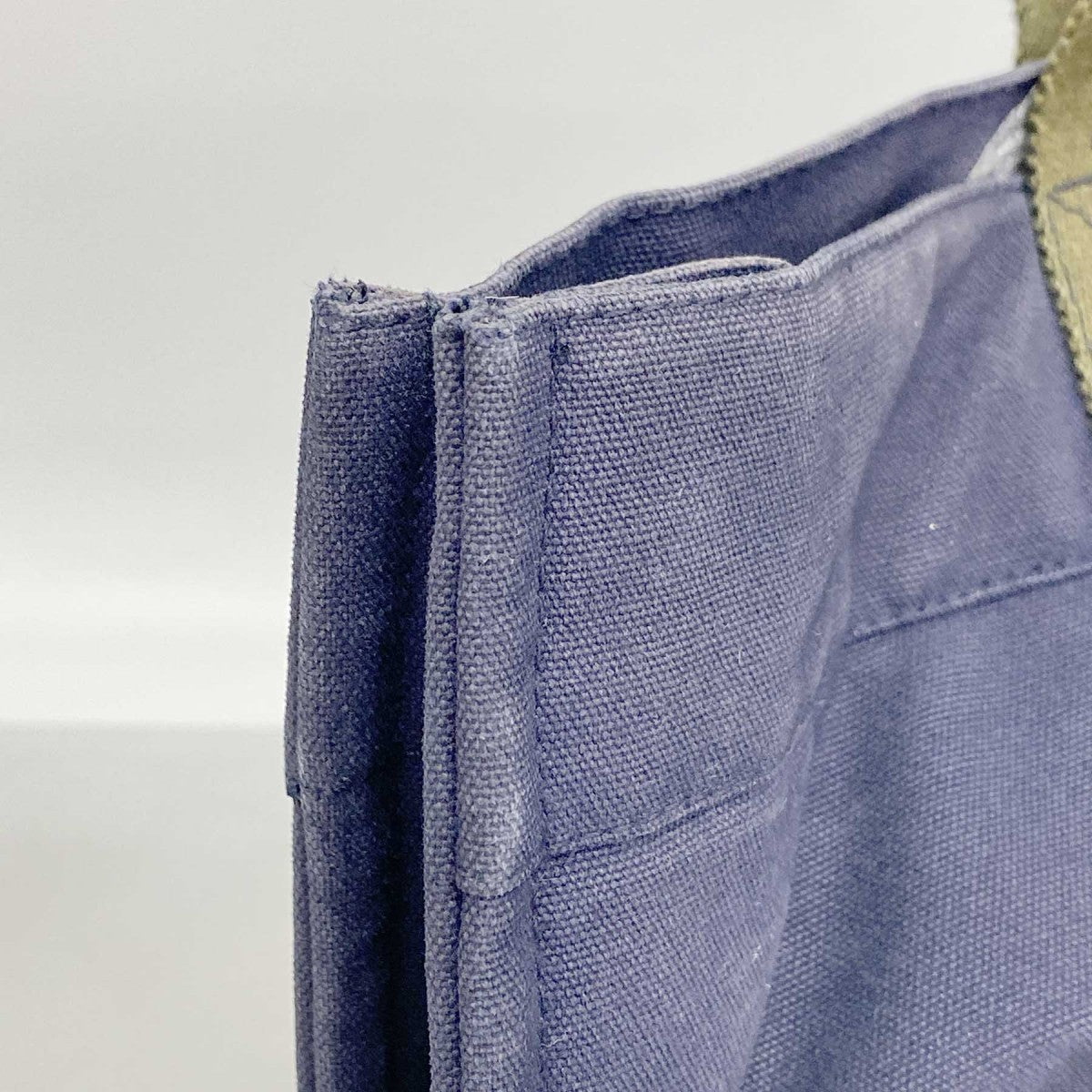 【6fd4996-k】エルメス トートバッグ フールトゥMM キャンバス ネイビー カーキ シルバー金具【中古】メンズ レディース ユニセックス