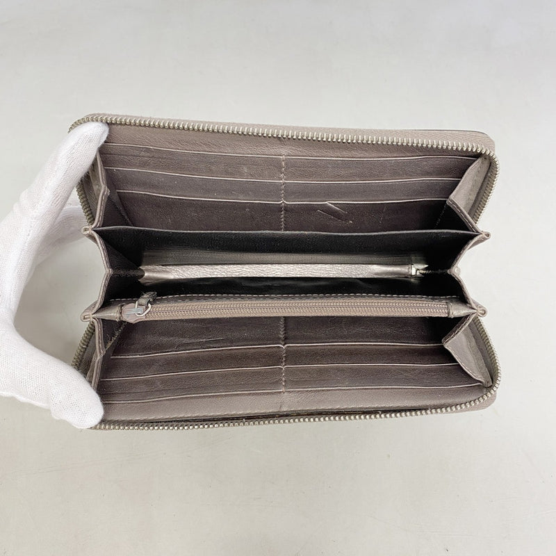 【6fd5001-k】グッチ 長財布 GGインプリメ 212110 PVC グレージュ シルバー金具【中古】レディース