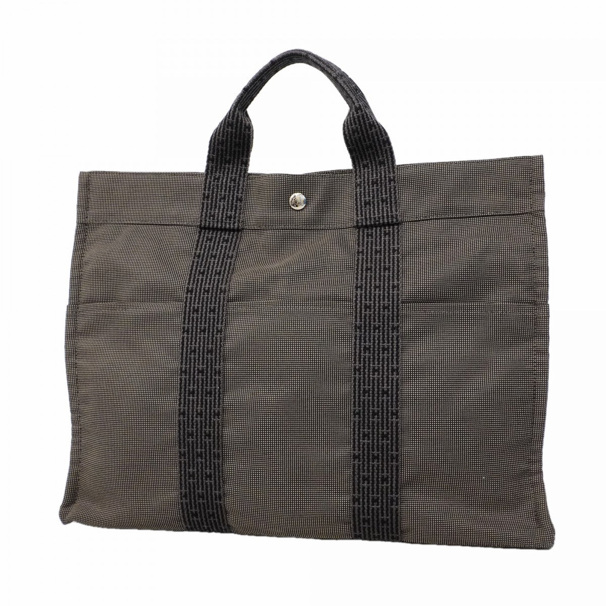 【6fd5005-k】エルメス トートバッグ エールラインMM キャンバス グレー シルバー金具【中古】メンズ レディース ユニセックス