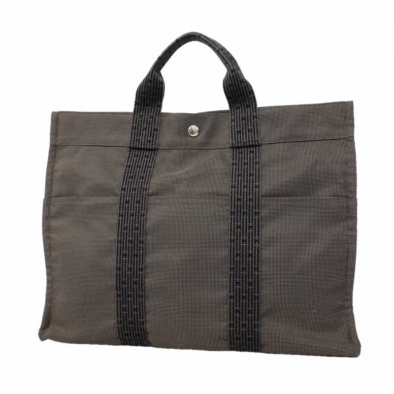 【6fd5005-k】エルメス トートバッグ エールラインMM キャンバス グレー シルバー金具【中古】メンズ レディース ユニセックス