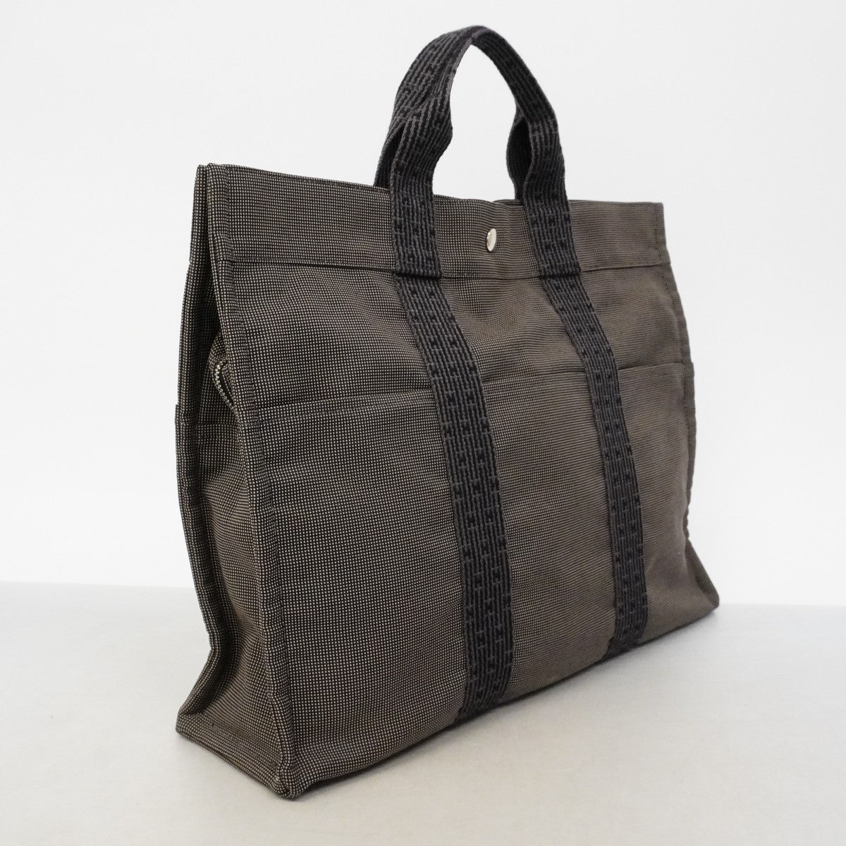 【6fd5005-k】エルメス トートバッグ エールラインMM キャンバス グレー シルバー金具【中古】メンズ レディース ユニセックス