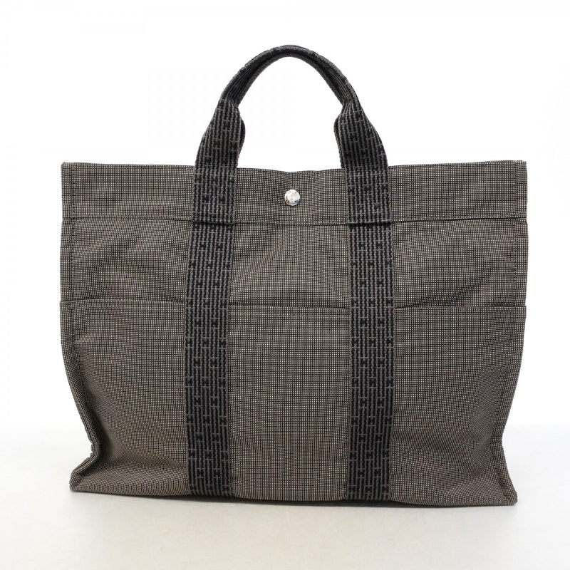 【6fd5005-k】エルメス トートバッグ エールラインMM キャンバス グレー シルバー金具【中古】メンズ レディース ユニセックス