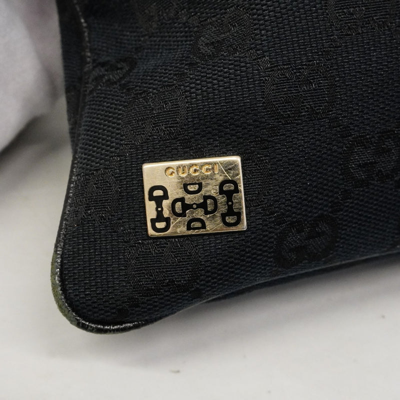 【6fd5009-k】グッチ ショルダーバッグ GGキャンバス ホースビット 145809 キャンバス ブラック ゴールド金具【中古】レディース