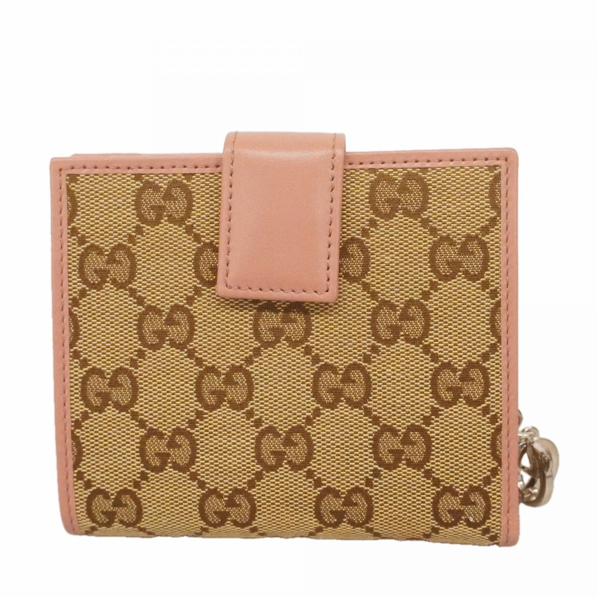 【6fd5028-k】グッチ 財布 GGキャンバス 233022 キャンバス ブラウン ピンク シルバー金具【中古】レディース