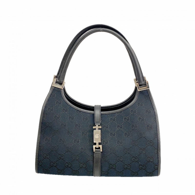 【6fd5042-k】グッチ ハンドバッグ GGキャンバス/ジャッキー 002 1068 キャンバス ブラック シルバー金具【中古】レディース