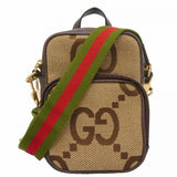 【6fd5046-k】グッチ ショルダーバッグ シェリーライン ジャンボGG 696072 キャンバス ブラウン ゴールド金具【中古】レディース