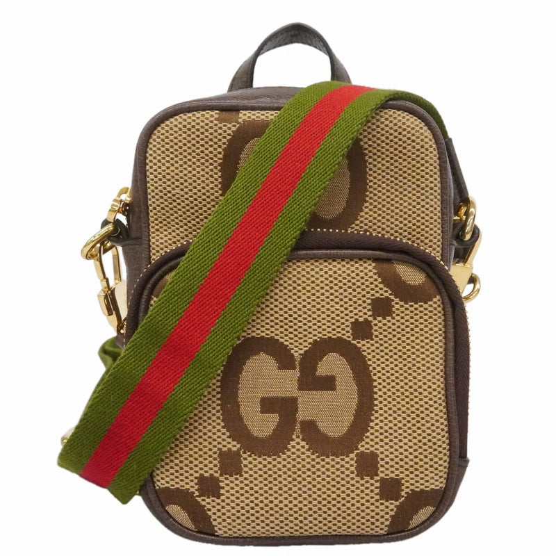 【6fd5046-k】グッチ ショルダーバッグ シェリーライン ジャンボGG 696072 キャンバス ブラウン ゴールド金具【中古】レディース