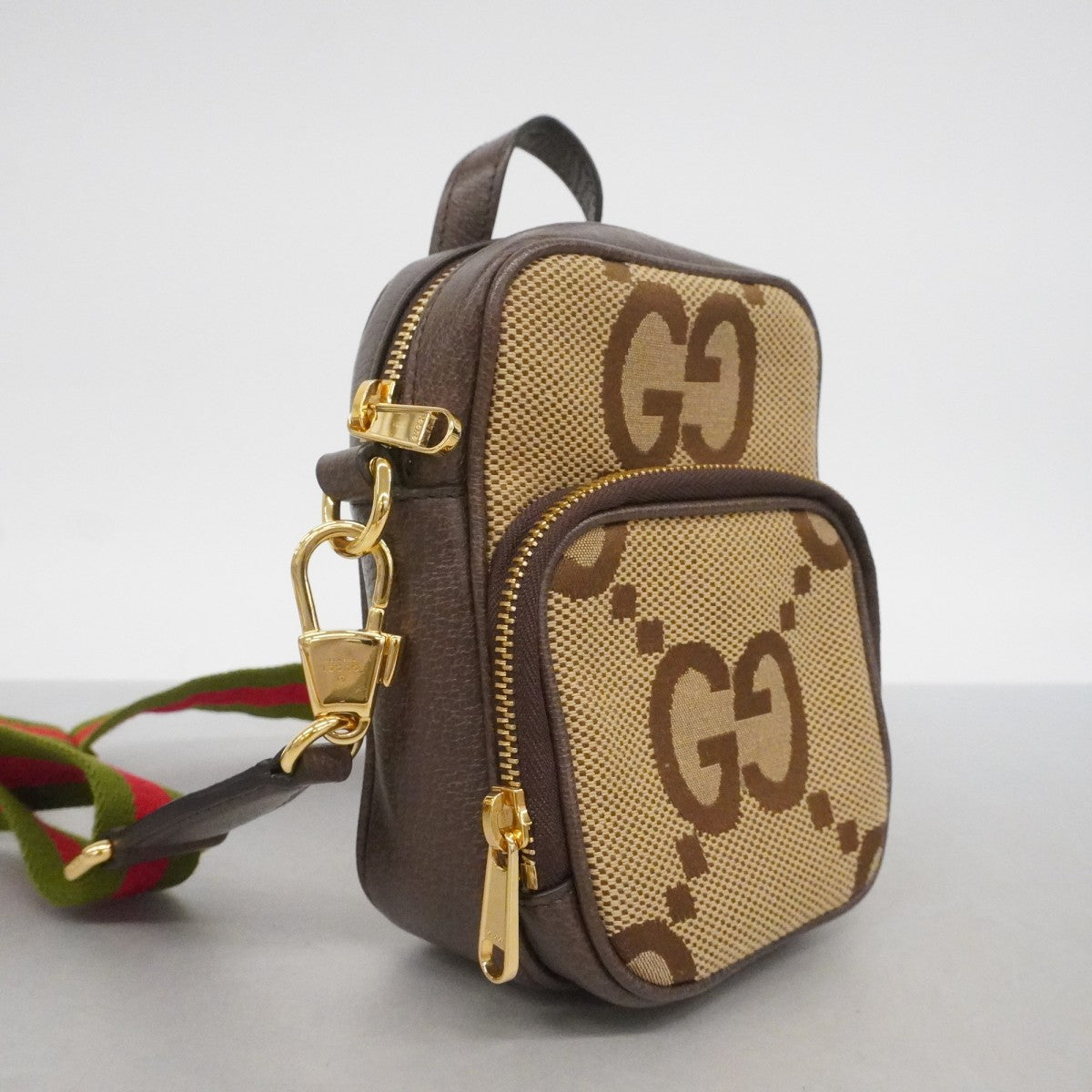 【6fd5046-k】グッチ ショルダーバッグ シェリーライン ジャンボGG 696072 キャンバス ブラウン ゴールド金具【中古】レディース