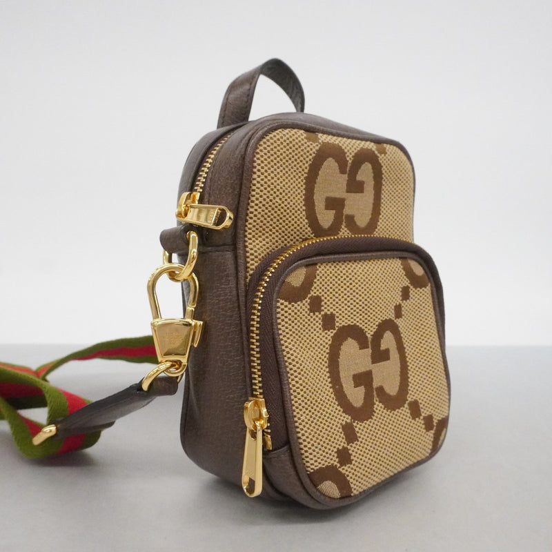 【6fd5046-k】グッチ ショルダーバッグ シェリーライン ジャンボGG 696072 キャンバス ブラウン ゴールド金具【中古】レディース