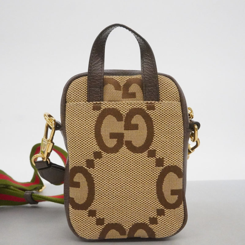 【6fd5046-k】グッチ ショルダーバッグ シェリーライン ジャンボGG 696072 キャンバス ブラウン ゴールド金具【中古】レディース