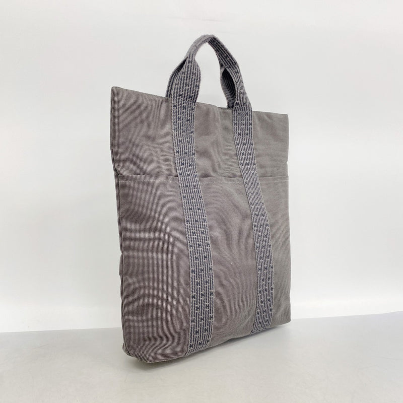 【6fd5072-k】エルメス トートバッグ エールラインカバス キャンバス グレー シルバー金具【中古】レディース