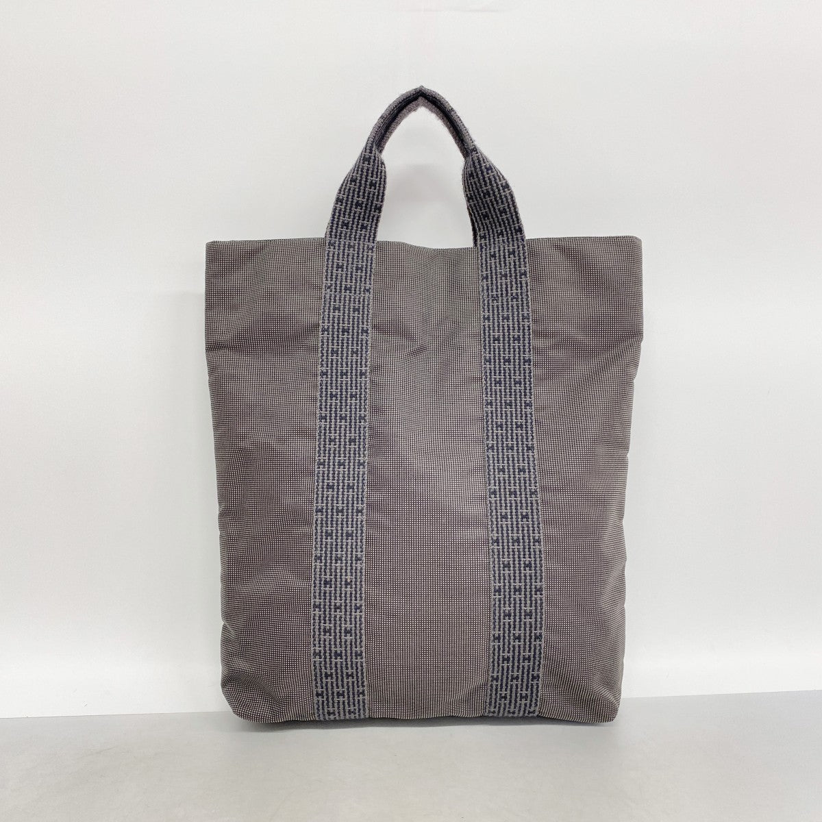 【6fd5072-k】エルメス トートバッグ エールラインカバス キャンバス グレー シルバー金具【中古】レディース