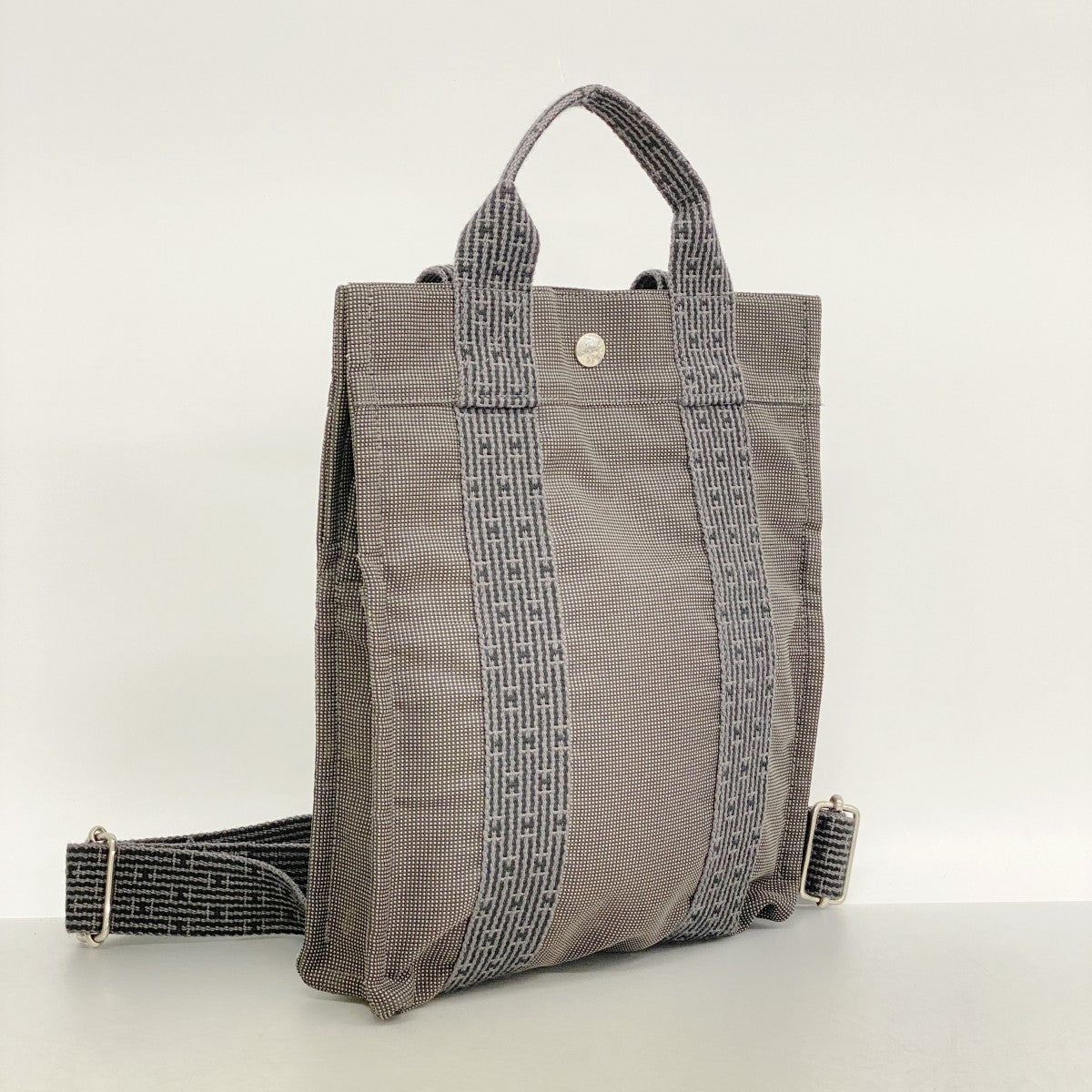 【6fd5073-k】エルメス リュック・デイパック エールラインアドPM キャンバス グレー シルバー金具【中古】レディース