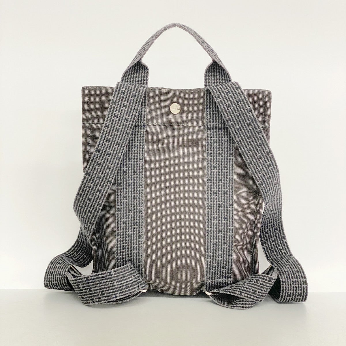 【6fd5073-k】エルメス リュック・デイパック エールラインアドPM キャンバス グレー シルバー金具【中古】レディース