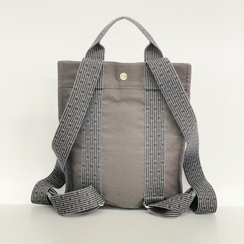 【6fd5073-k】エルメス リュック・デイパック エールラインアドPM キャンバス グレー シルバー金具【中古】レディース
