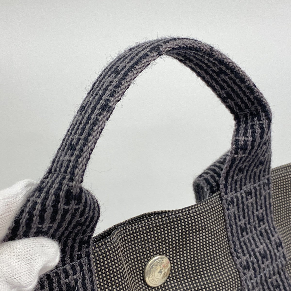 【6fd5073-k】エルメス リュック・デイパック エールラインアドPM キャンバス グレー シルバー金具【中古】レディース