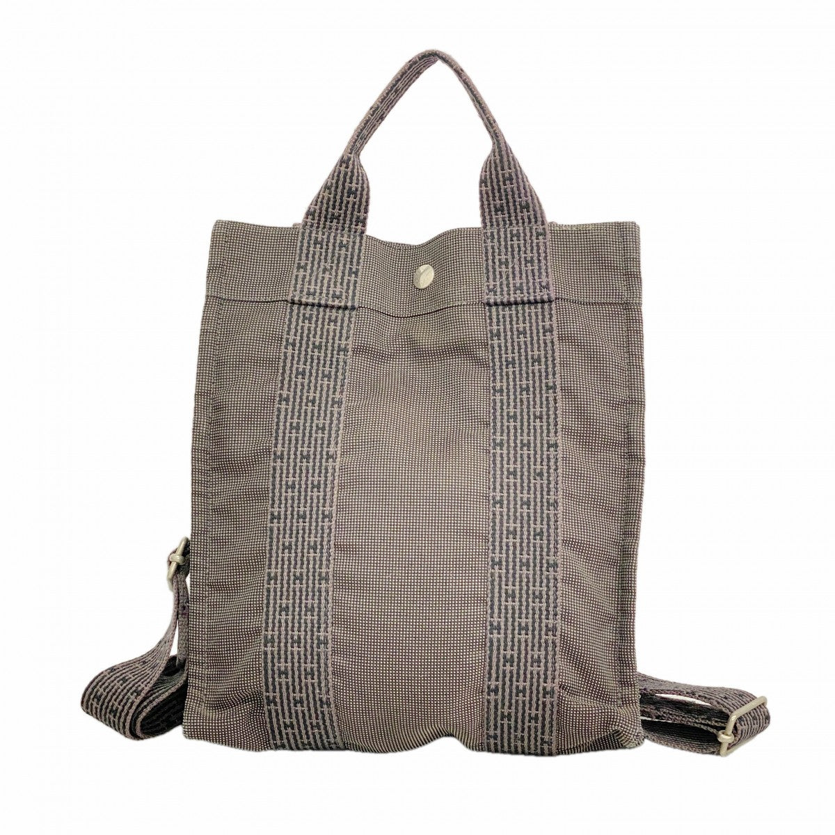 【6fd5074-k】エルメス リュック・デイパック エールラインアドPM キャンバス グレー シルバー金具【中古】レディース