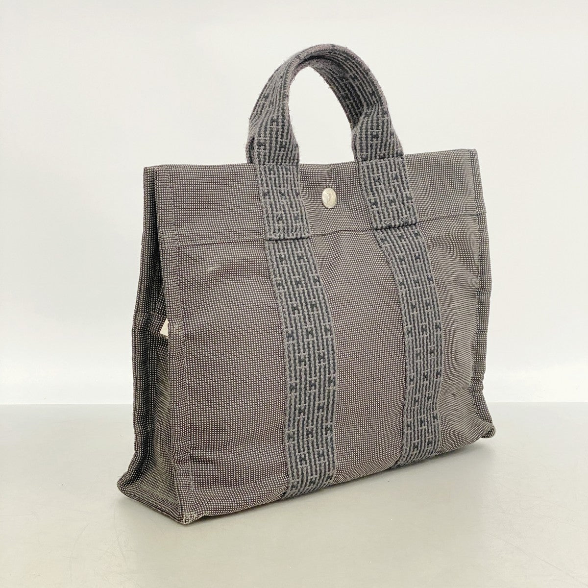 【6fd5075-k】エルメス ハンドバッグ エールラインPM キャンバス グレー シルバー金具【中古】メンズ レディース ユニセックス