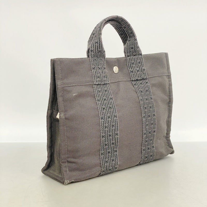 【6fd5075-k】エルメス ハンドバッグ エールラインPM キャンバス グレー シルバー金具【中古】メンズ レディース ユニセックス