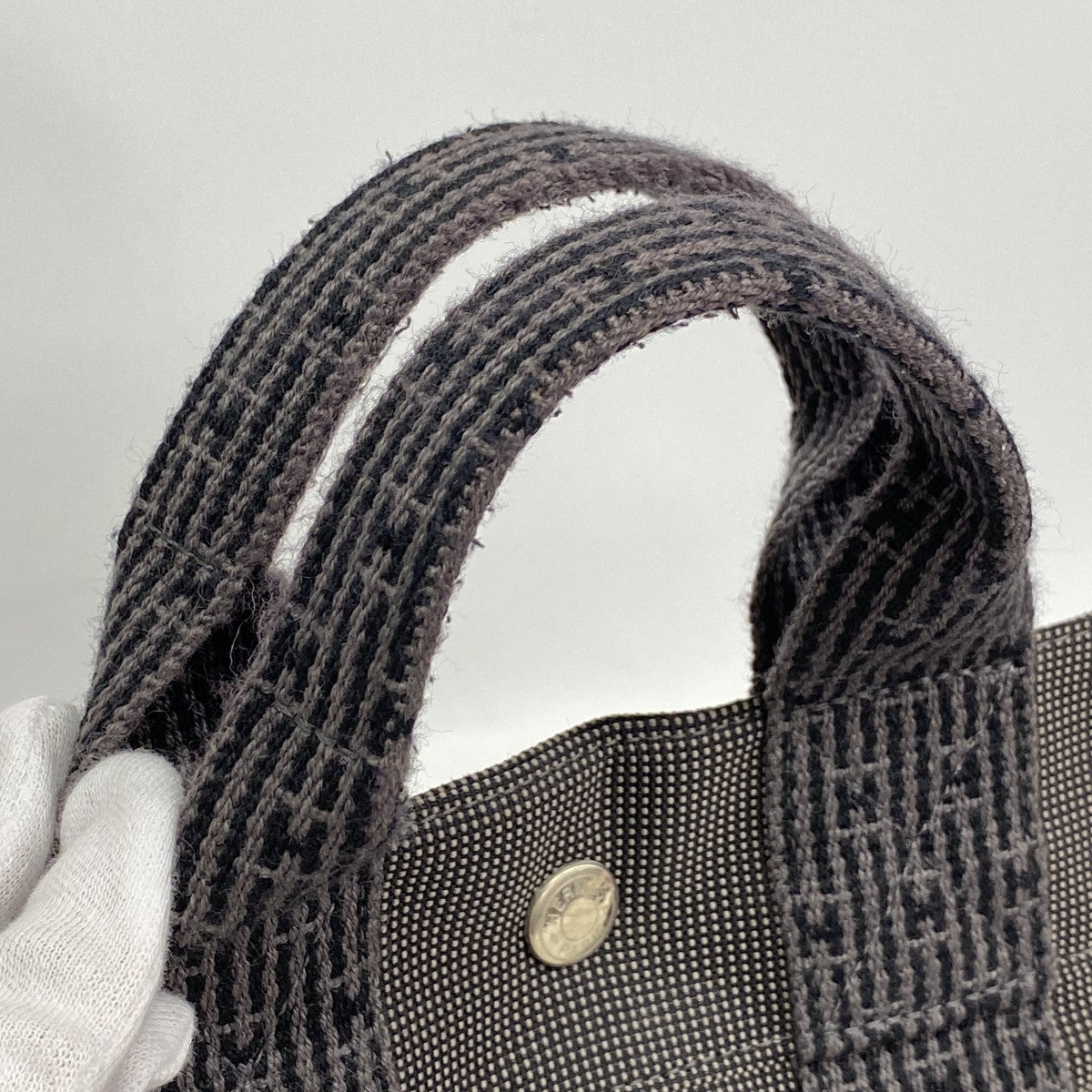 【6fd5075-k】エルメス ハンドバッグ エールラインPM キャンバス グレー シルバー金具【中古】メンズ レディース ユニセックス