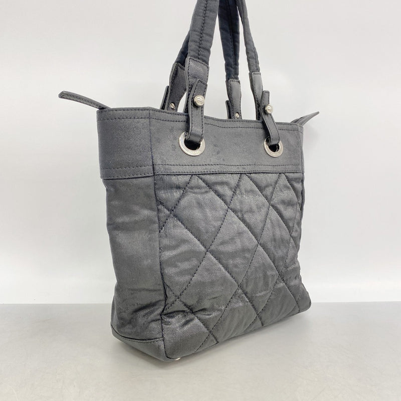【6fd5076-k】シャネル トートバッグ パリビアリッツ ナイロンキャンバス ブラック シルバー金具【中古】レディース