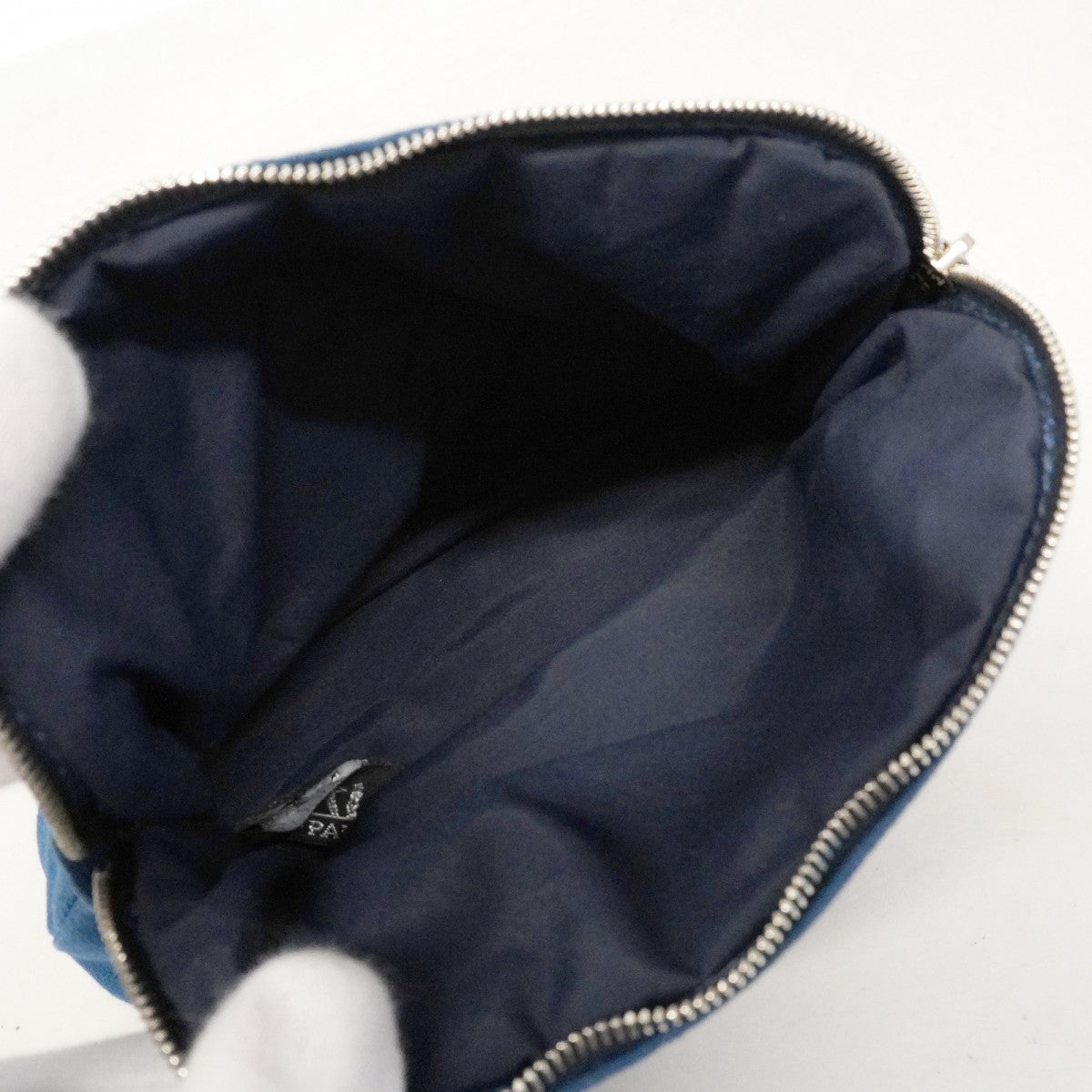 【6fd5087-k】エルメス ポーチ ボリードポーチ キャンバス ブルー シルバー金具【中古】レディース